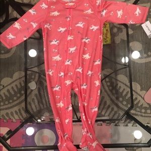 Carter’s pink unicorn footie zipper pajamas